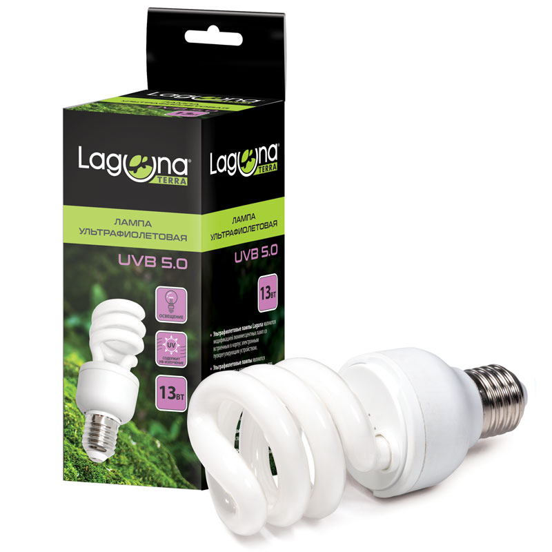 Лампа ультрафиолетовая UVB5.0, 13Вт, Laguna TERRA